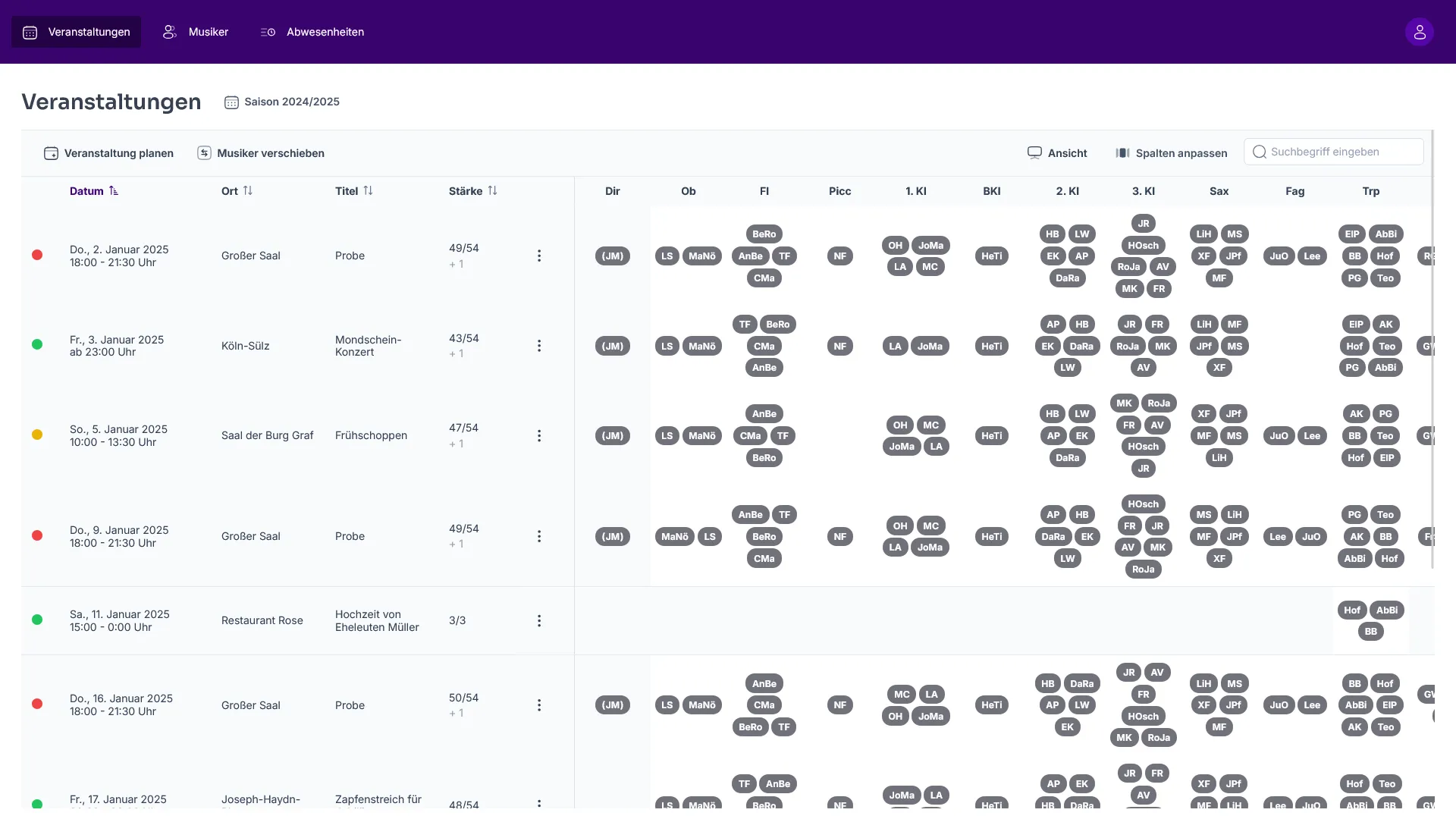 Screenshot der Haydn-App